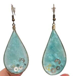 Steampunk Blue Teardrop Lightweight Resin Watch-parts Earrings
